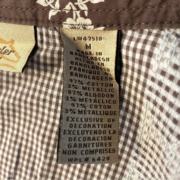 Wrangler Brown and White Plaid Western Style Collared Dress Shirt - Picture 9 of 11